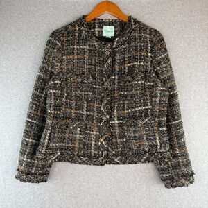 Old Navy Black Tweed Button Up Blazer Size L Business Casual/Quiet Luxury